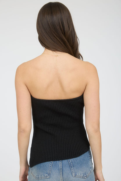 1040 Strapless Top with Asymmetrical Hem