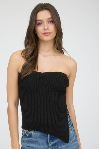 1040 Strapless Top with Asymmetrical Hem