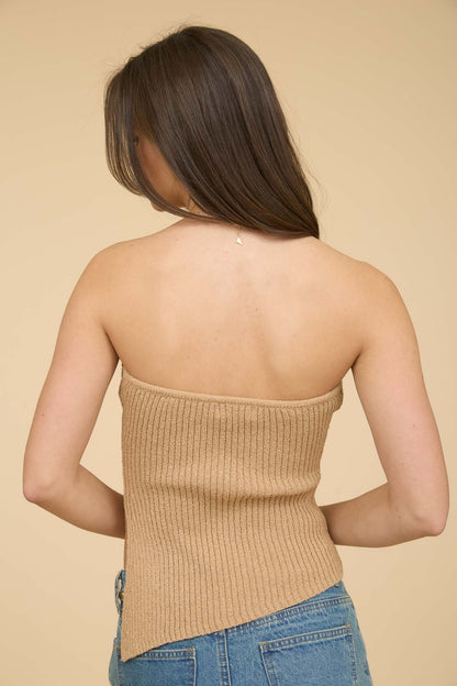 1040 Strapless Top with Asymmetrical Hem