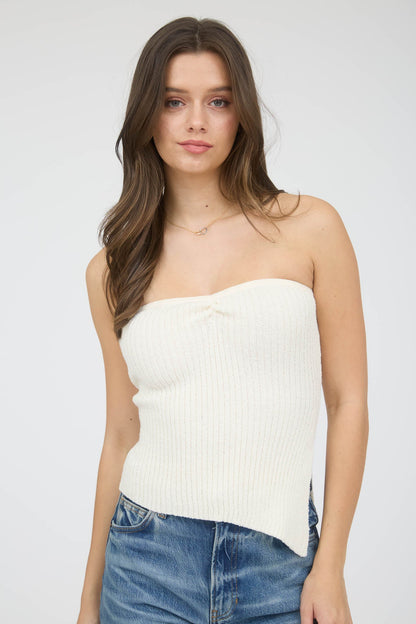 1040 Strapless Top with Asymmetrical Hem