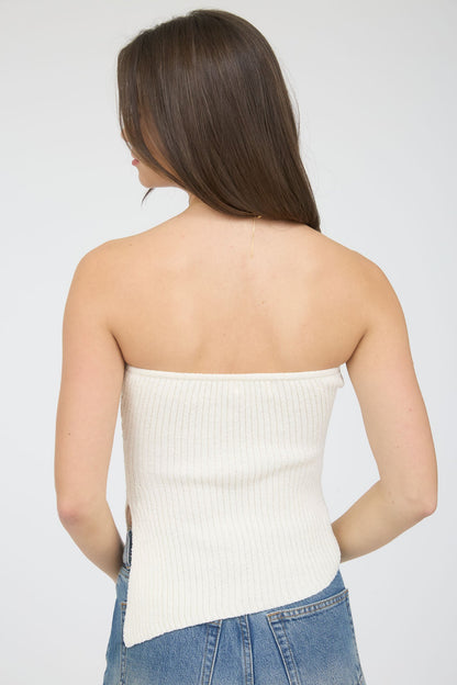 1040 Strapless Top with Asymmetrical Hem