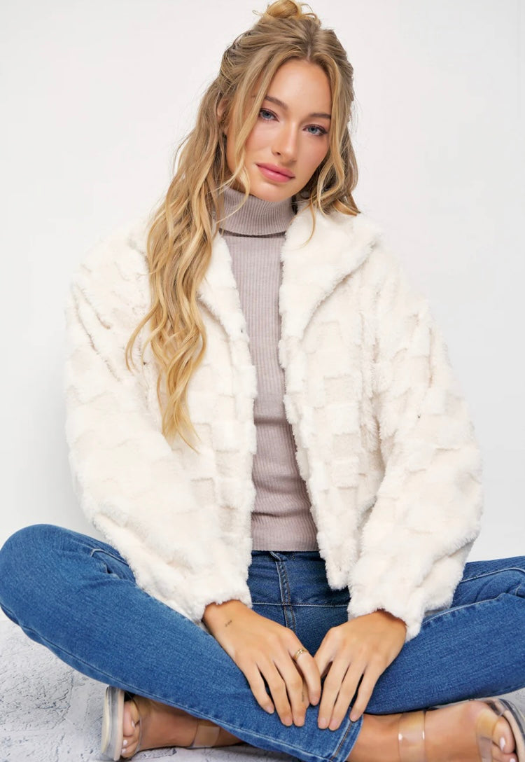 
White faux fur bomber jacket, Women's faux fur jacket, Chic white bomber jacket, Stylish faux fur coat, Women's winter jacket, Fashionable bomber jacket, White faux fur jacket, Elegant faux fur coat, Women's outerwear, Luxury faux fur jacket, Trending Women’s Bomber Jacket, Easy Clothes US
