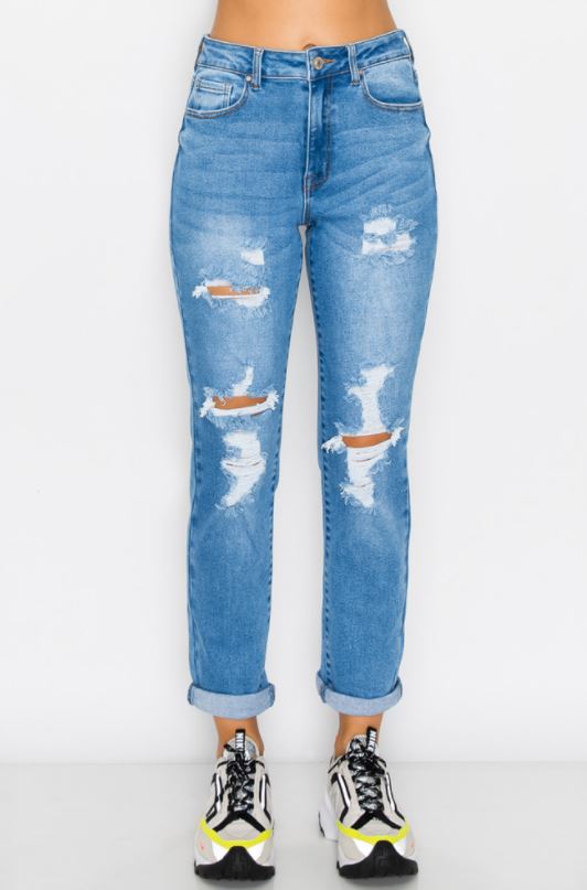 Vintage Inspired Cuff Boyfriend Jeans