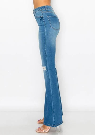 Deconstructed Flared Jeans